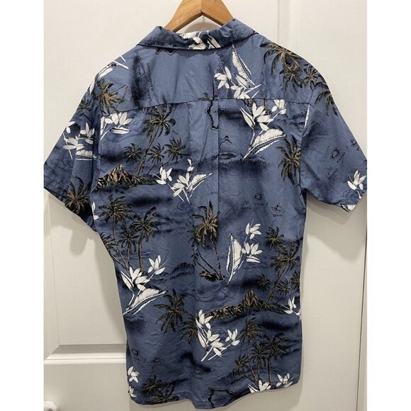 PALMWAVE Hawaiian Men's Shirt Medium Floral Short Sleeve Button Up 100% Cotton - Picture 2 of 7